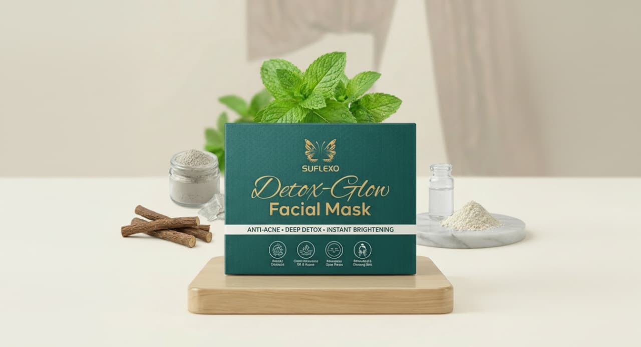 Suflexo Detox-Glow Facial Mask - Best Mud Mask in Pakistan for Soft Touch & Instant Brightening